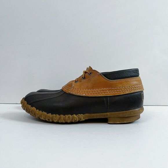 VTG LL Bean Maine Hunting Shoes Boots Shearling Wool Sole Brown Mocs VTG Sz 9 main image 6